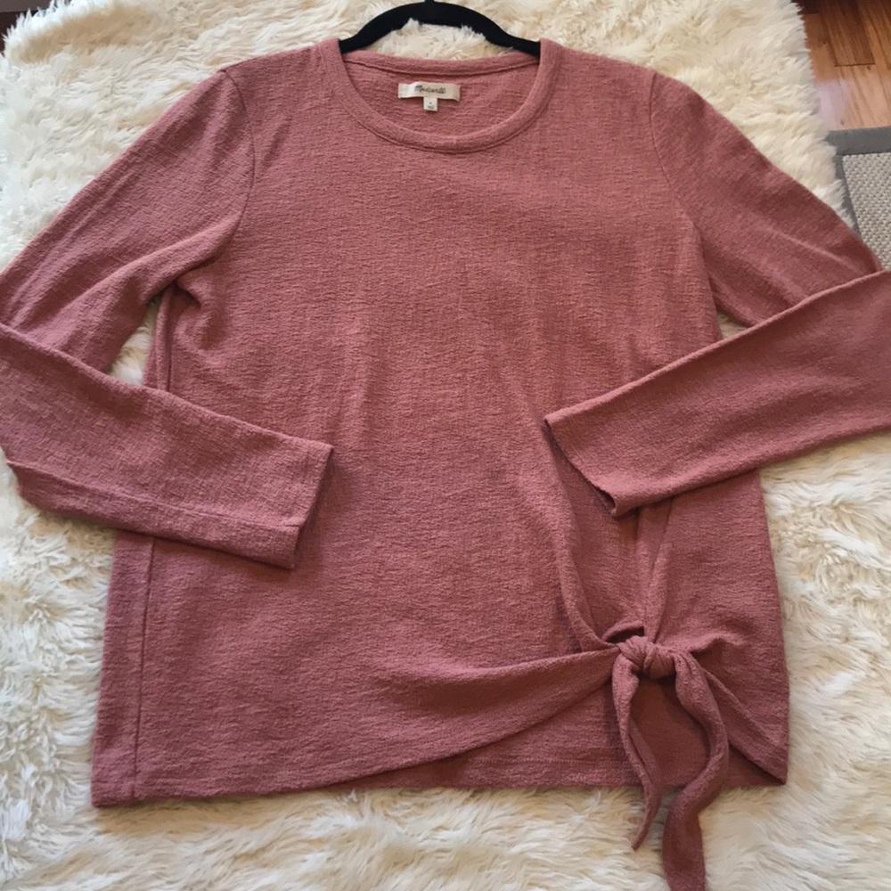 Madewell woven long sleeve side tie top, size M